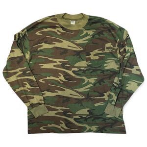 Vintage Camo Pocket Shirt Mens XL Green 90s Outdoor Single Stitch Camouflage USA